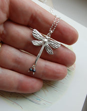 Load image into Gallery viewer, Dragonfly necklace with pearls