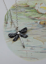 Load image into Gallery viewer, Dragonfly Necklace Silver with Oxidisation