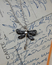 Load image into Gallery viewer, Dragonfly Necklace Silver with Oxidisation