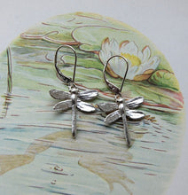 Load image into Gallery viewer, Dragonfly earrings, silver