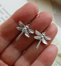 Load image into Gallery viewer, Dragonfly earrings, silver