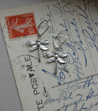 Load image into Gallery viewer, Dragonfly earrings, silver