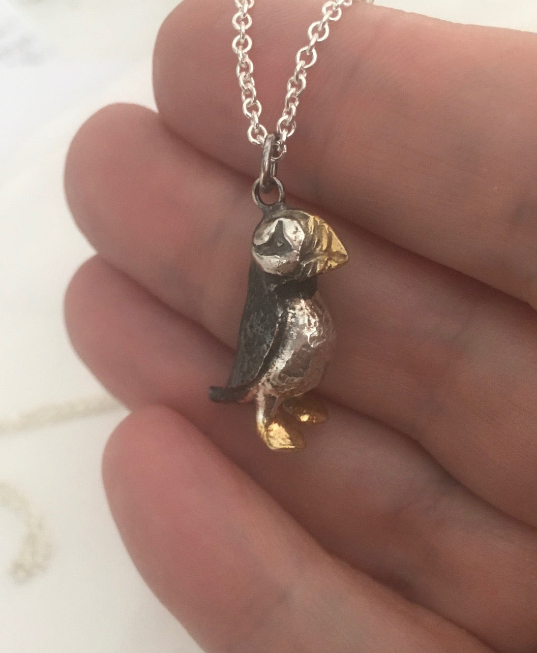 Puffin necklace Sonya Bennett Jewellery