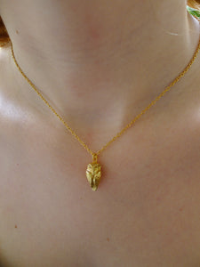 Sleepy Owl Necklace, Gold dipped
