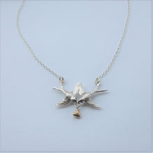 Load image into Gallery viewer, Double Swallow &amp; Heart necklace