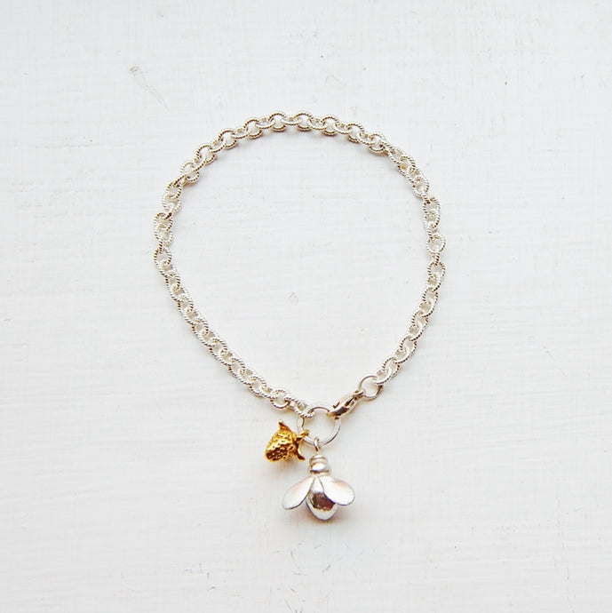 Honeybee & Gold Strawberry Bracelet