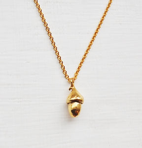 Acorn Necklace, gold dipped