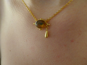 Lover's Eye & Teardrop Necklace, Gold Dipped