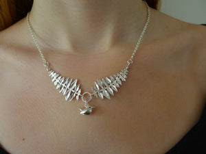 Wren and Fern Leaves Necklace