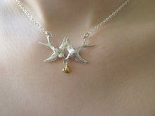 Load image into Gallery viewer, Double Swallow &amp; Heart necklace