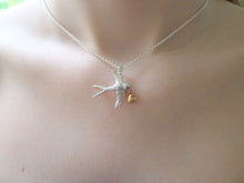 Load image into Gallery viewer, Swallow &amp; Gold dipped Heart Necklace